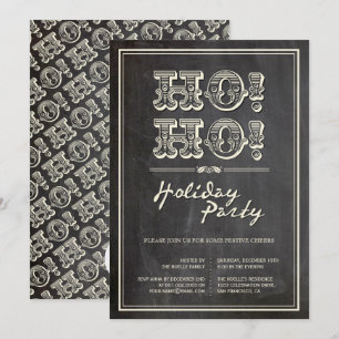 Klassisk Vintage HO! HO! Julfest Inbjudan