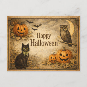 Klassisk Vintage Höst Skörd Halloween Helg Vykort