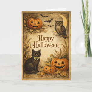 Klassisk Vintage Höstskörd Halloween Kort