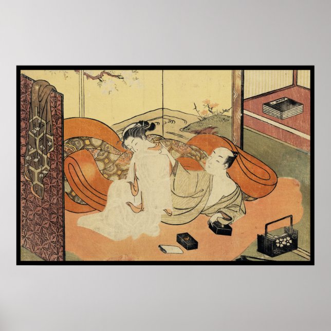 Klassisk vintage japanese ukiyo-e oiran art poster (Framsidan)