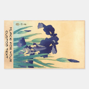 Klassisk vintage japanese ukiyo-e violet irises ar rektangulärt klistermärke