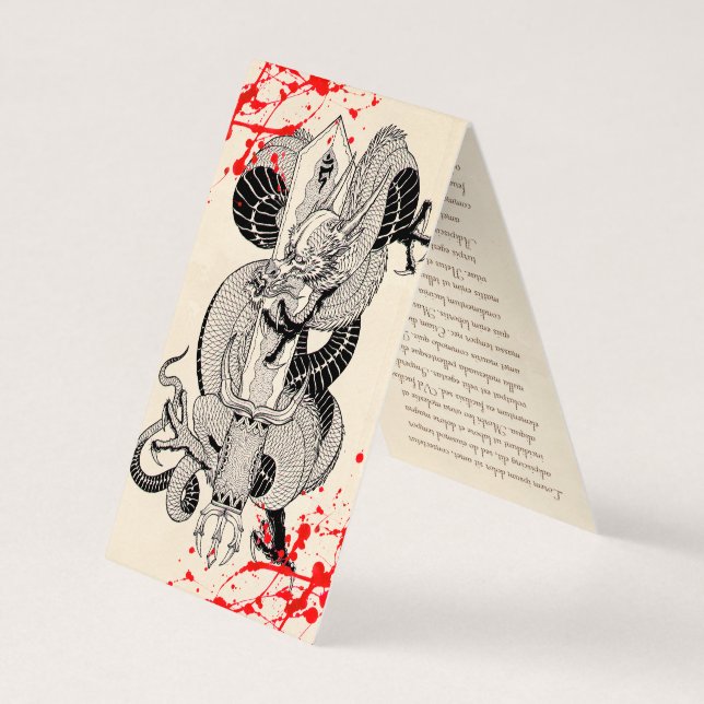 Klassisk vintage japansk Blood Dragon Tattoo Visitkort (Baksida)