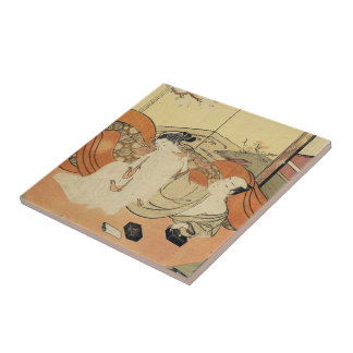 Klassisk vintage japansk ukiyo-e oiran art kakelplatta