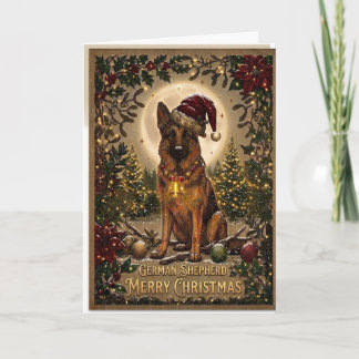 Klassisk Vintage Jul Tysk Shepherd Kort