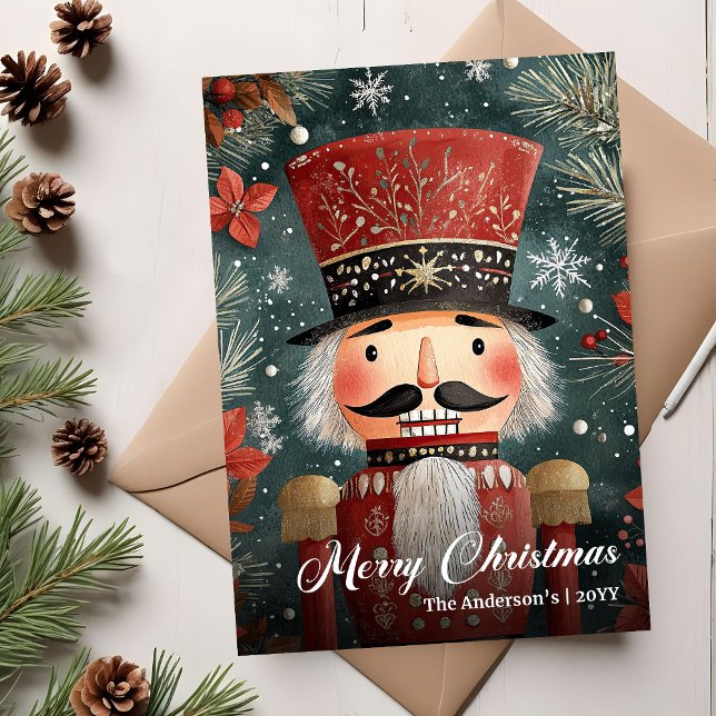 Klassisk vintage julnötknäppare digitalt julkort (Classic vintage Christmas nutcracker digital Holiday Card)