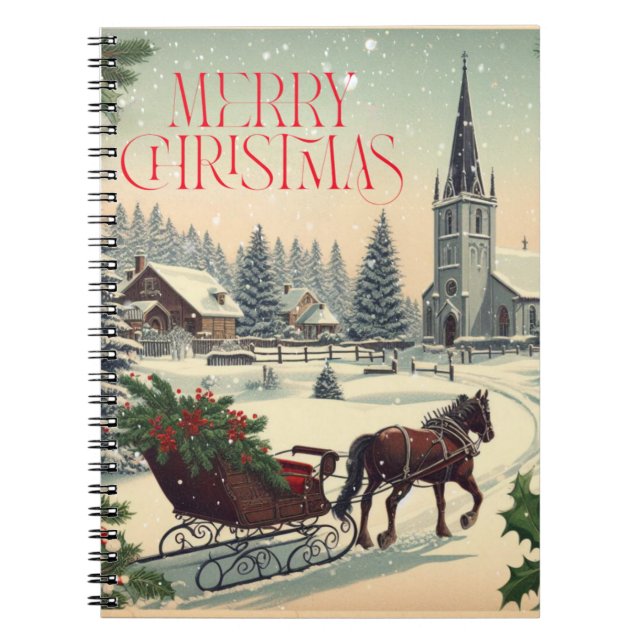 Klassisk/Vintage-julscen Anteckningsbok (Framsidan)