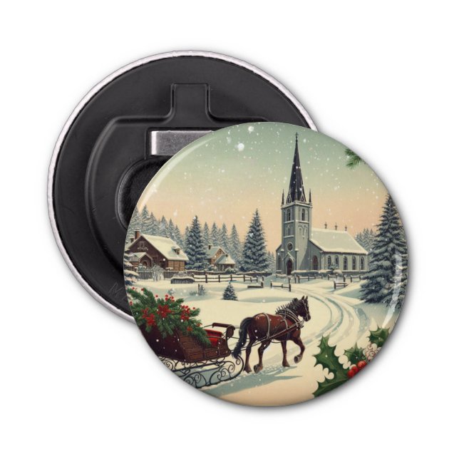 Klassisk/Vintage-julscen Flasköppnare (Framsidan)