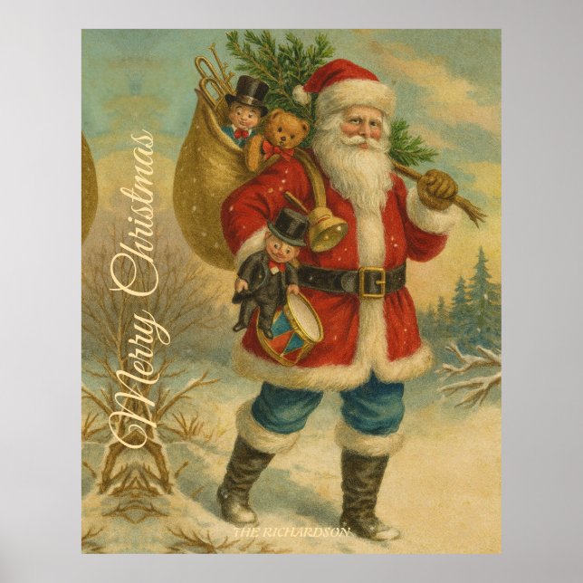Klassisk Vintage Jultomten Gamla fashioned Christm Poster (Framsidan)