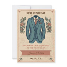 Klassisk Vintage Kostym Bröllop Förslag Inbjudan