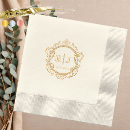 Klassisk Vintage Monogram Bröllop Guld