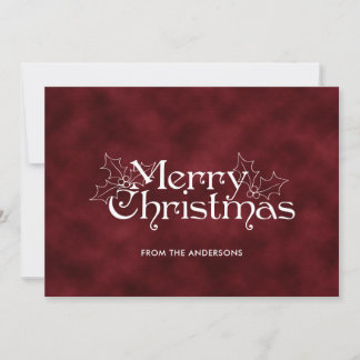 Klassisk Vintage Mörkröd God Jul-typografi Anteckningskort