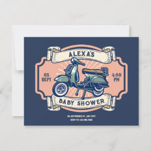 Klassisk vintage - motorcykelbabydusch inbjudningar