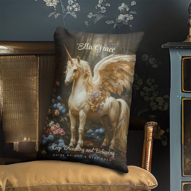 Klassisk Vintage Pegasus Bevingad Häst Enhörning Lumbarkudde (Skapare uppladdad)