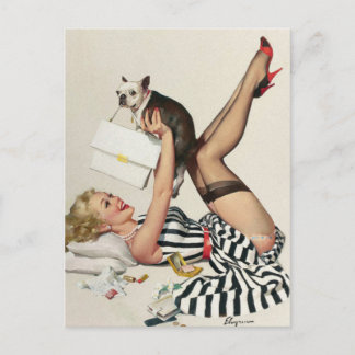 Klassisk Vintage Pin-up-flicka postkort Vykort