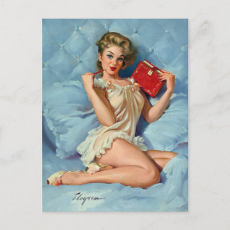 Klassisk Vintage Pin-up-flicka vykort