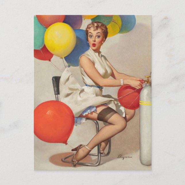 Klassisk Vintage Pin-up-flicka vykort (Framsida)