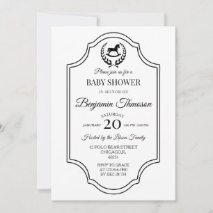 klassisk Vintage Polo Häst Baby shower fest Inbjudningar