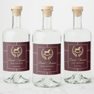 Klassisk Vintage Polo Häst Baby Shower Spritflaskor Etikett