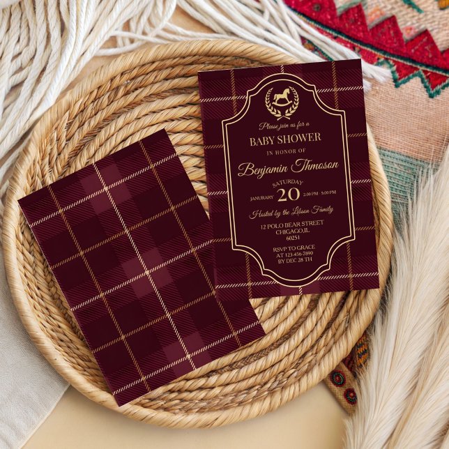 klassisk Vintage Polo Häst Fest Baby shower Inbjudningar (Skapare uppladdad)