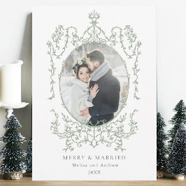 Klassisk Vintage Ram Merry & Married Photo Julkort