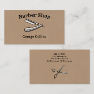 Klassisk Vintage Razor Barber Shop-minimalist Visitkort