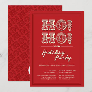 Klassisk Vintage Red HO HO Julfest Inbjudan