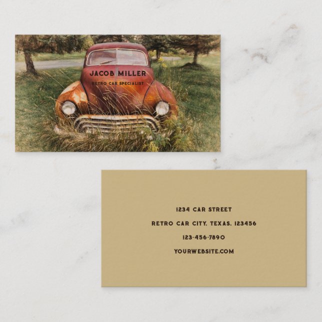 Klassisk Vintage Red Rustic Visitkort (Fram/baksida)