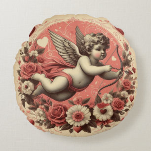 Klassisk/Vintage/Retro Cupid Alla hjärtans dag Rund Kudde