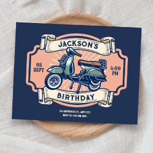 Klassisk vintage retro motorcykel födelsedag inbjudningar