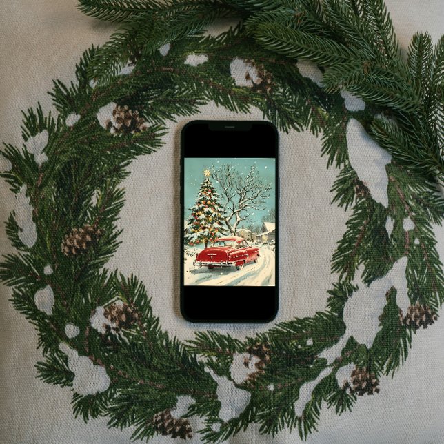 Klassisk Vintage Röd Bil Julgran By Julkort (Skapare uppladdad)