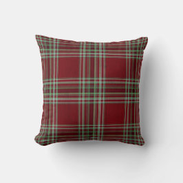 Klassisk Vintage Röd Grön Texturerad Tartan Rutig Kudde