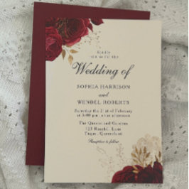 Klassisk Vintage Romantic Röd ros Elegant bröllop Inbjudningar