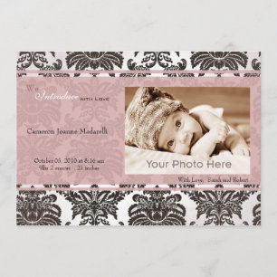 Klassisk vintage rosa Black born Notice Meddelande