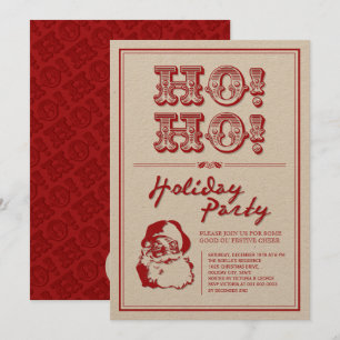 Klassisk Vintage Santa HO HO Julfest Inbjudan