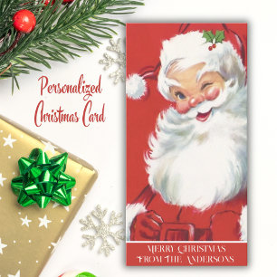 Klassisk Vintage Santa Winking Anpassningsbar jul Julkort