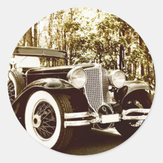Klassisk Vintage Sepia Car Runt Klistermärke