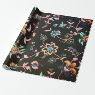 Klassisk vintage svart grönt av rosa, hemiansk bl presentpapper
