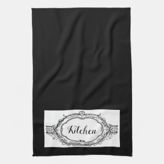 Klassisk Vintage, svartvitt Kökshandduk
