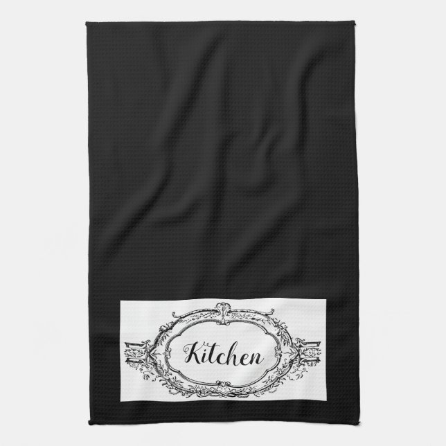 Klassisk Vintage, svartvitt Kökshandduk (Vertikal)