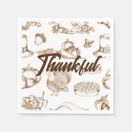 Klassisk Vintage Thanksgiving Minimalistisk Rustik Pappersservett