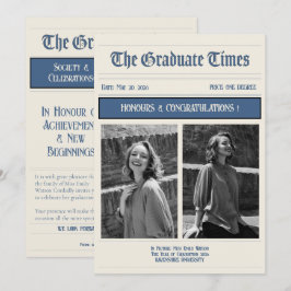 Klassisk Vintage Tidningsstil examen 2026 Inbjudningar
