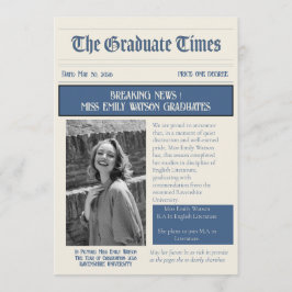 Klassisk Vintage Tidningsstil examen 2026 Meddelande