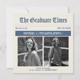Klassisk Vintage Tidningsstil examensfest inbjudan