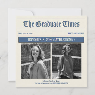 Klassisk Vintage Tidningsstil examensfest inbjudan