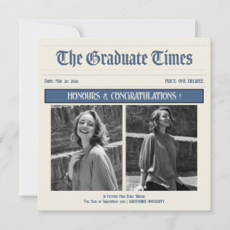 Klassisk Vintage Tidningsstil examensfest inbjudan