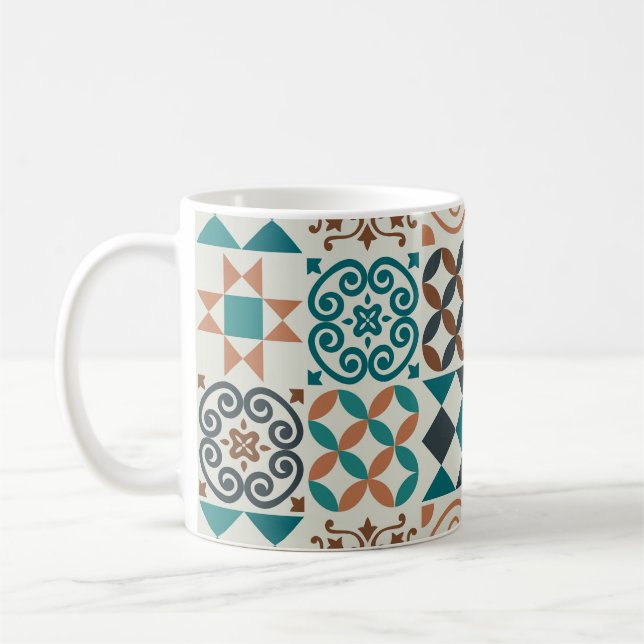 Klassisk Vintage Tile Mönster Kaffemugg (Vänster)