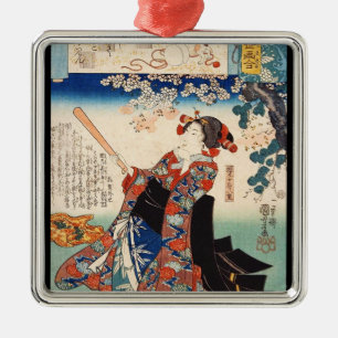 Klassisk vintage ukiyo-e gammal skriptum geisha Ut Julgransprydnad Metall