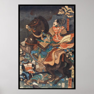 Klassisk vintage ukiyo-e legendarisk samurajgenera poster