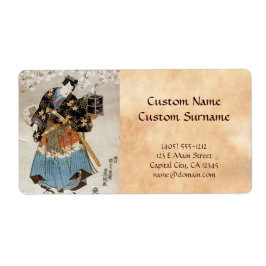 Klassisk vintage ukiyo-e samurai, gammal rulla fär fraktsedel