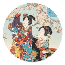 Klassisk vintage ukiyo-e två geishor Utagawa konst